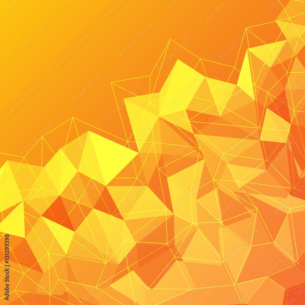 1000x1000 Orange polygon, diamond, glass, or geometric. Illustration of orange polygon background. Abstract wallpaper. Stock Illustration