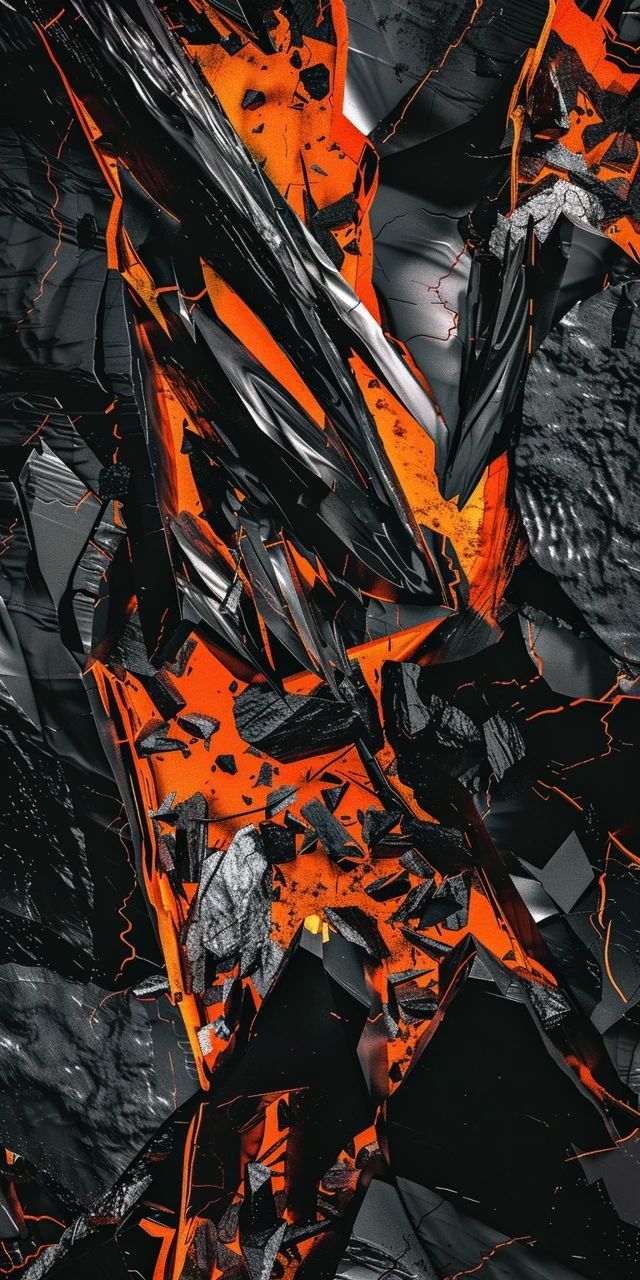 640x1280 Abstract Black and Orange Glass Wallpaper. High resolution orange black white background, Orange and black