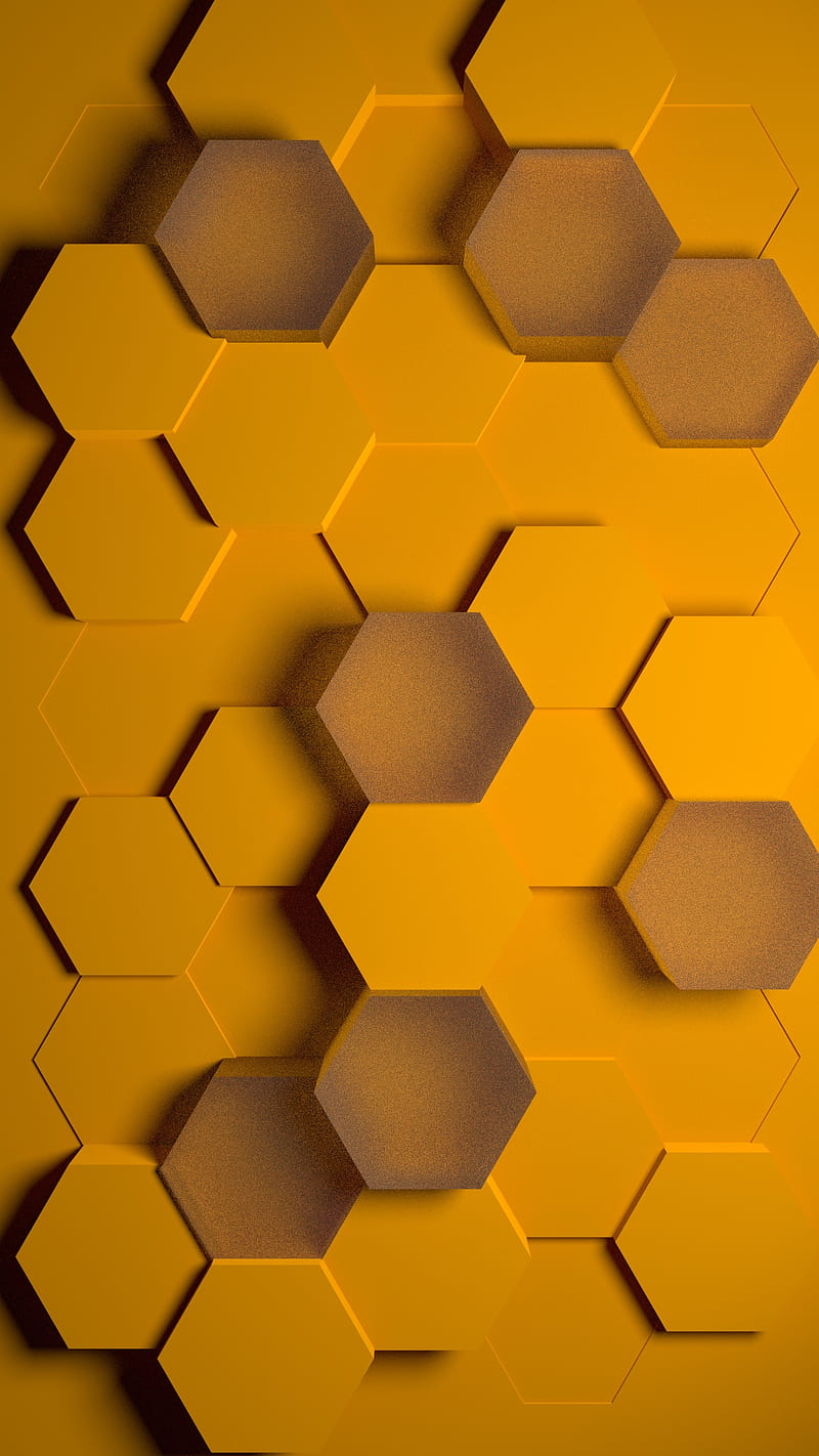 800x1422 Hexa Rough Glass, 3D design, hexagons, honey, orange, pattern, yellow, HD phone wallpaper