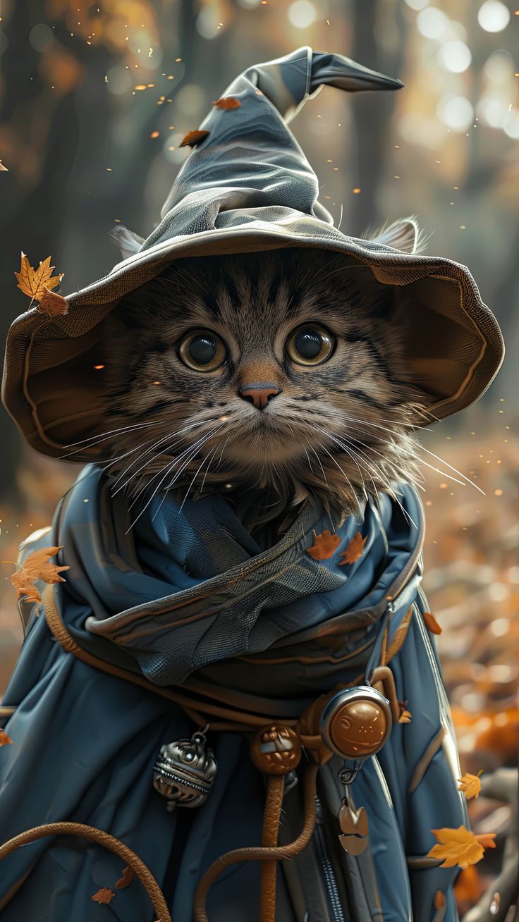736x1308 Realistic Wizard Cat wallpaper
