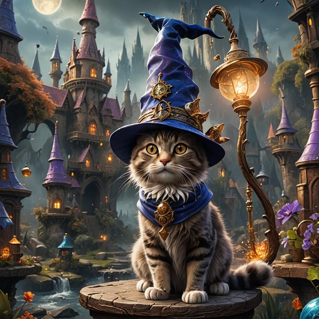 1024x1024 Cat in a wizard's hat in a wizard's hat