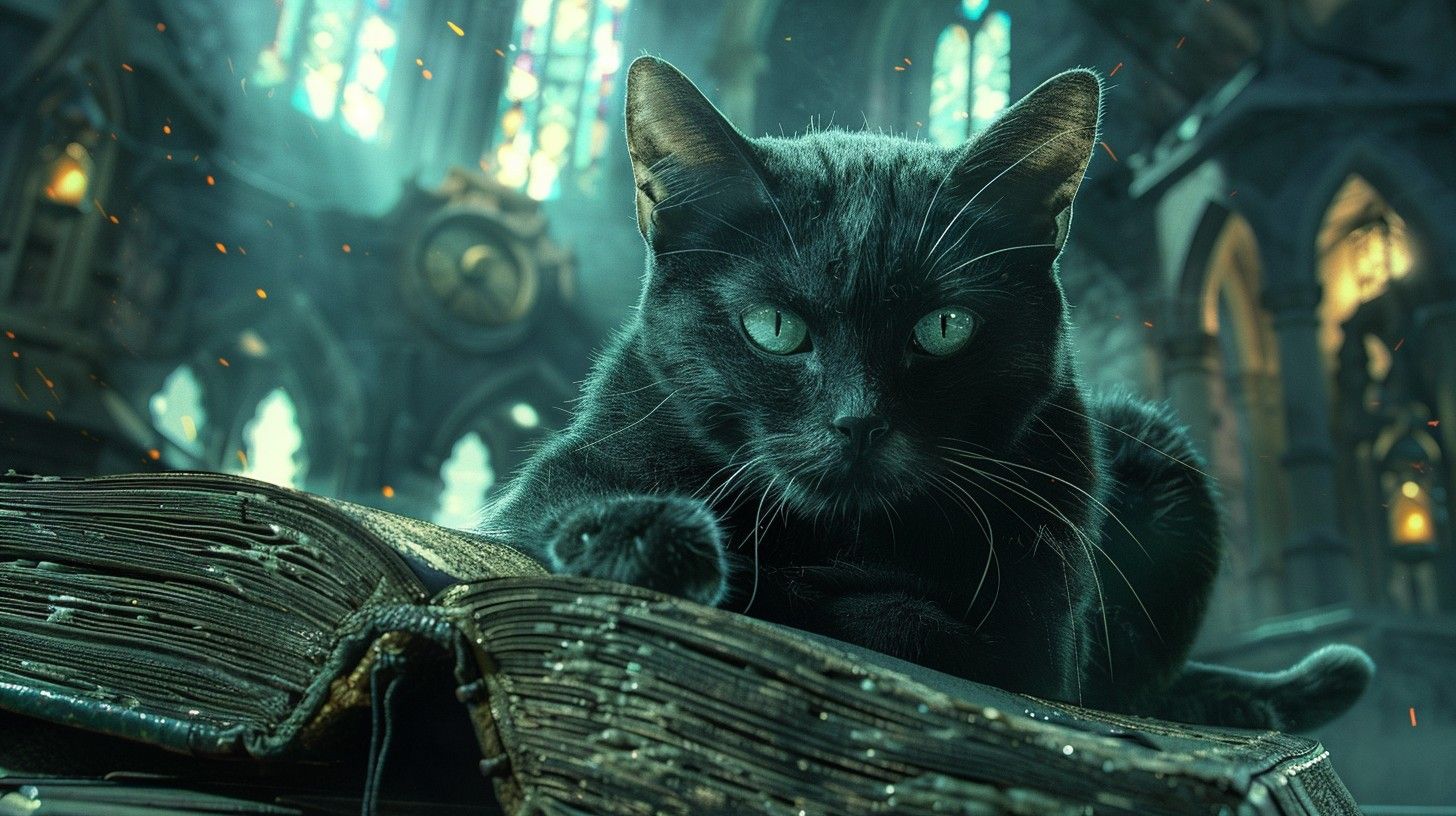 1456x816 Download Mystical Cat Wizard Image, Mystical, Gothic