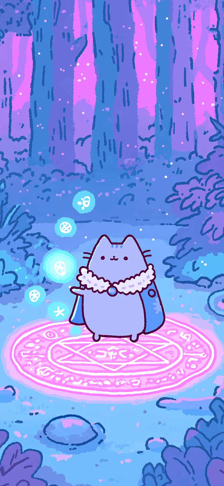 782x1692 Pusheen Wizard Cat Magic Summoning Circle Wallpaper iPhone