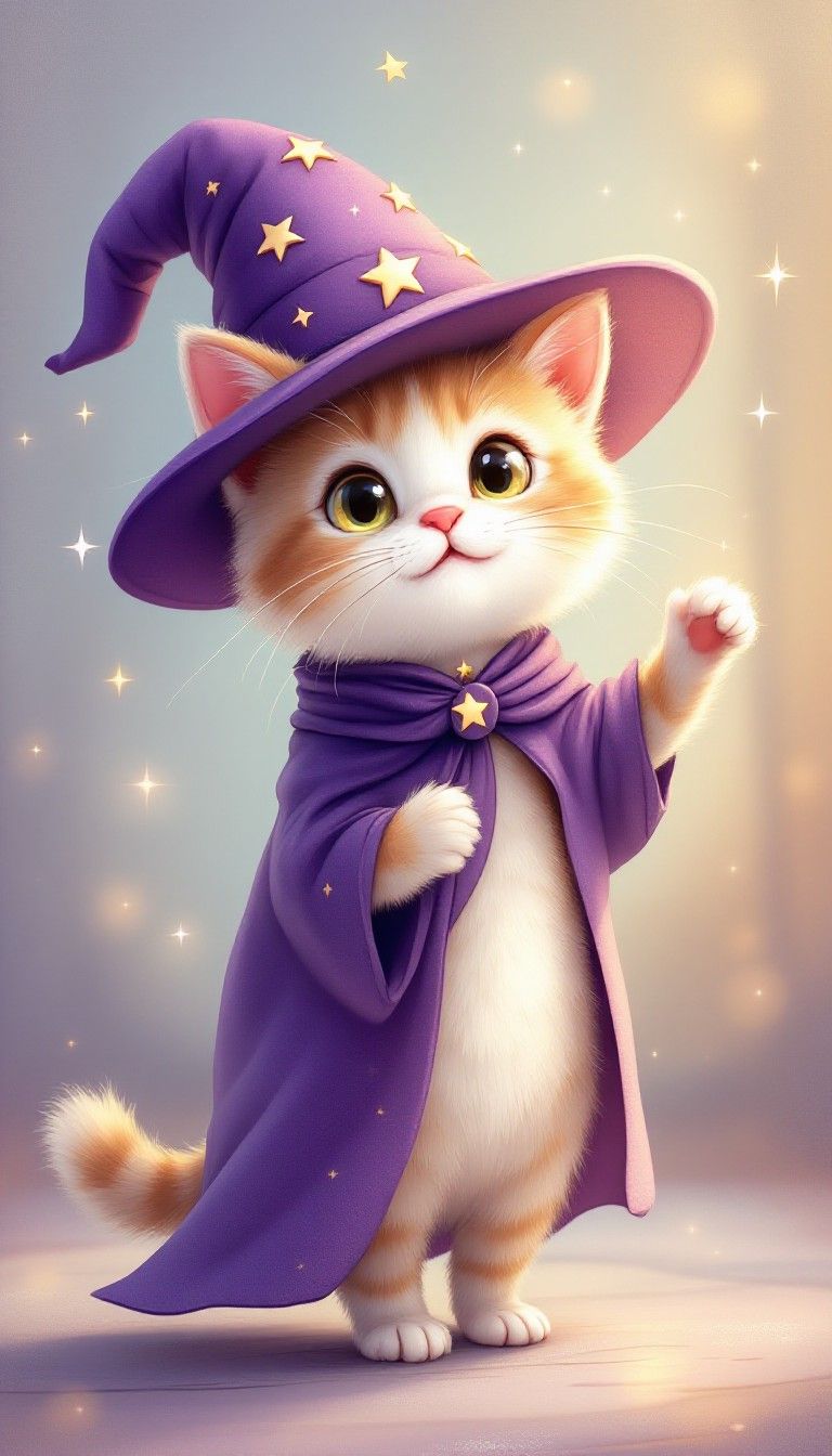 768x1344 Download Magical Kitten Wizard Image, Kitten, Wizard