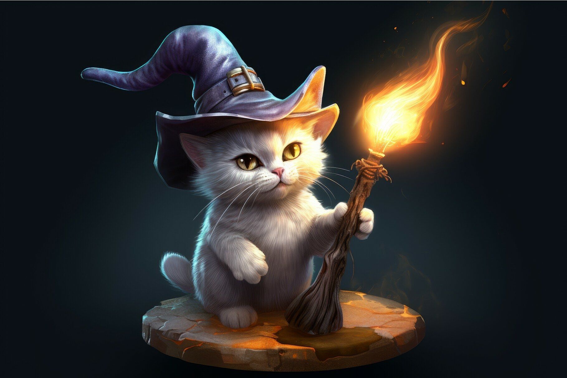 1820x1214 Cute wizard cat. Generate Ai