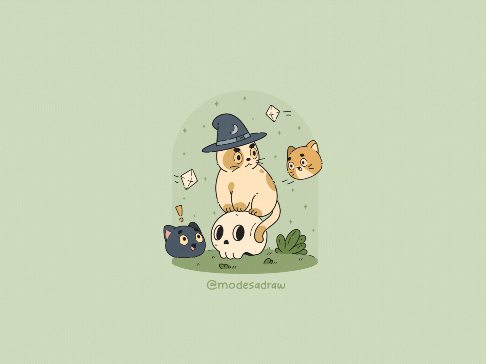 1600x1200 Cute Little Witchy Cat. Yellow by ModesaDraw on Dribbble