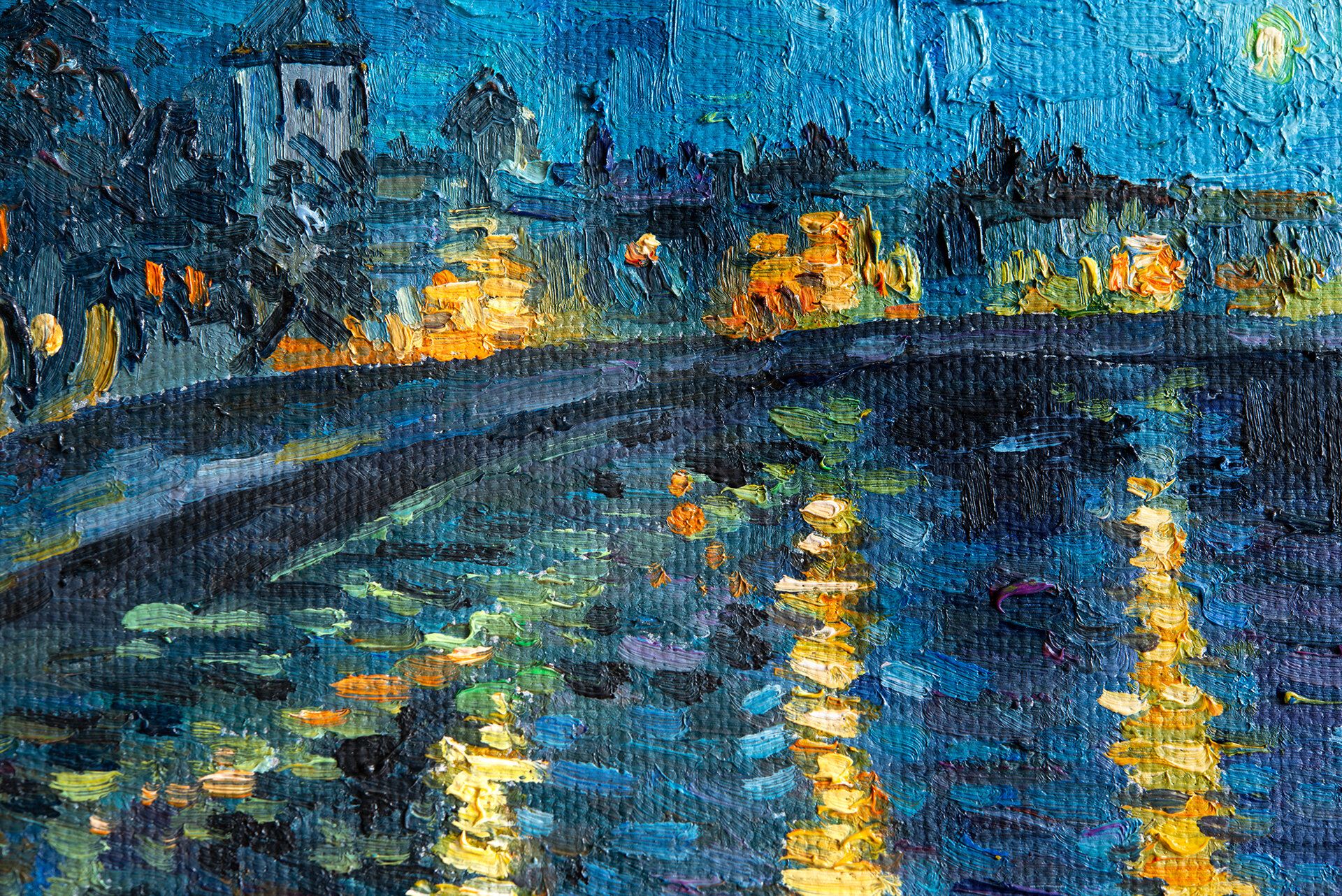 1920x1282 Starry Night over the Rhone framed Van Gogh replica. Van Gogh Studio