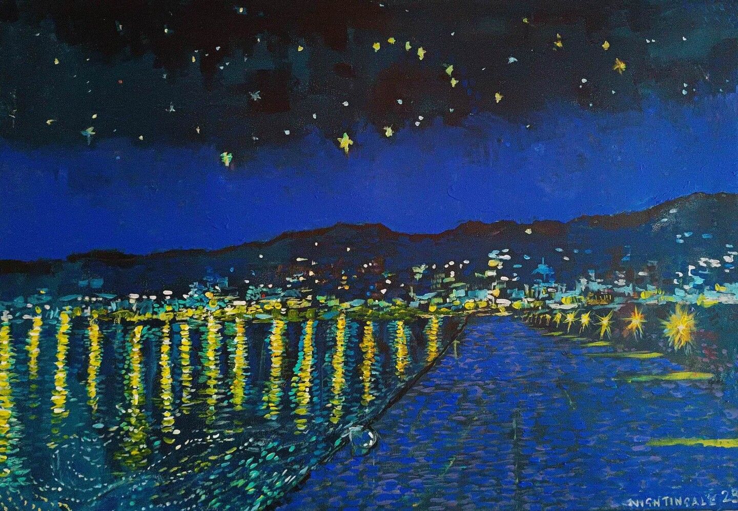 1440x997 Starry Night In Skopelos, Painting
