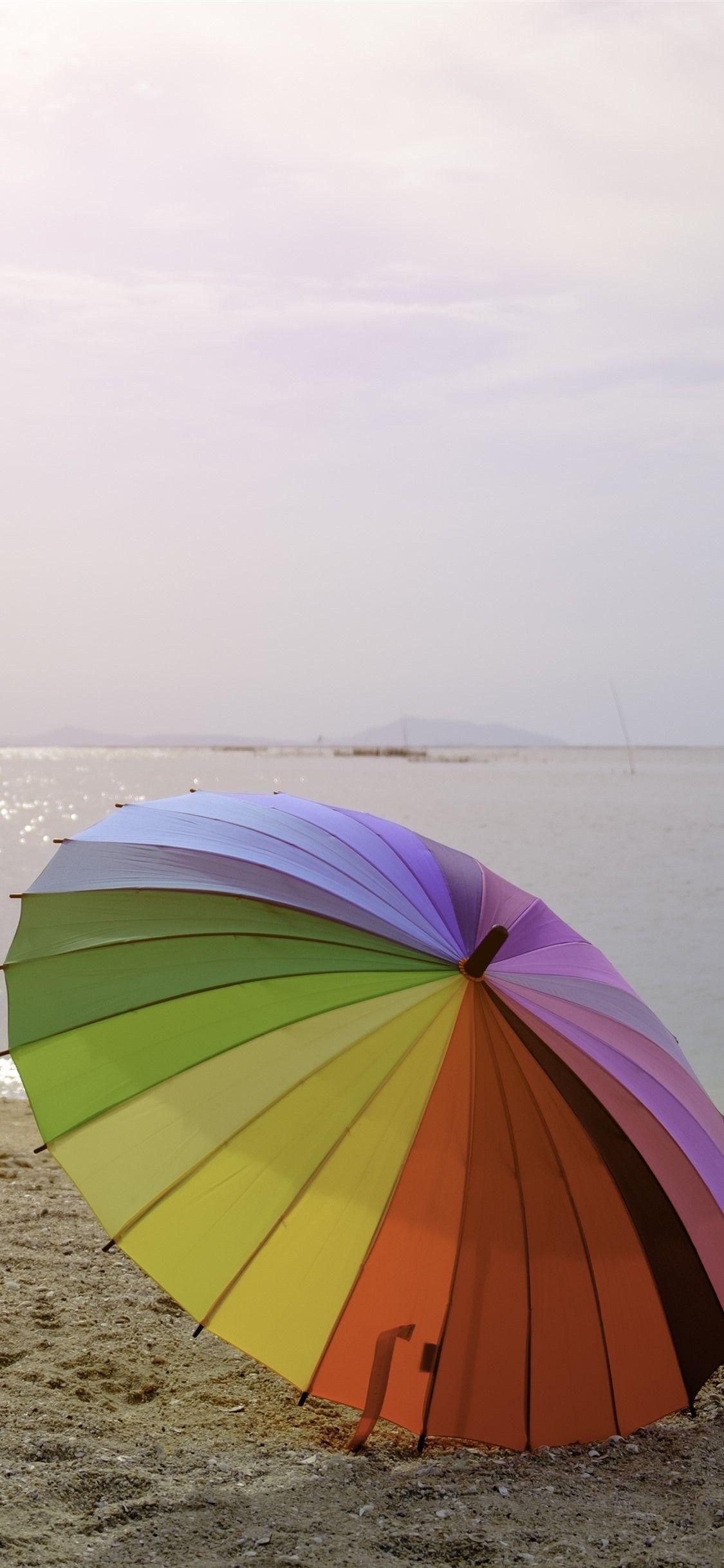1125x2436 Beach, Sea, Umbrella, Colorful 1242x2688 IPhone 11 Pro XS Max Wallpaper, Background, Picture, Image
