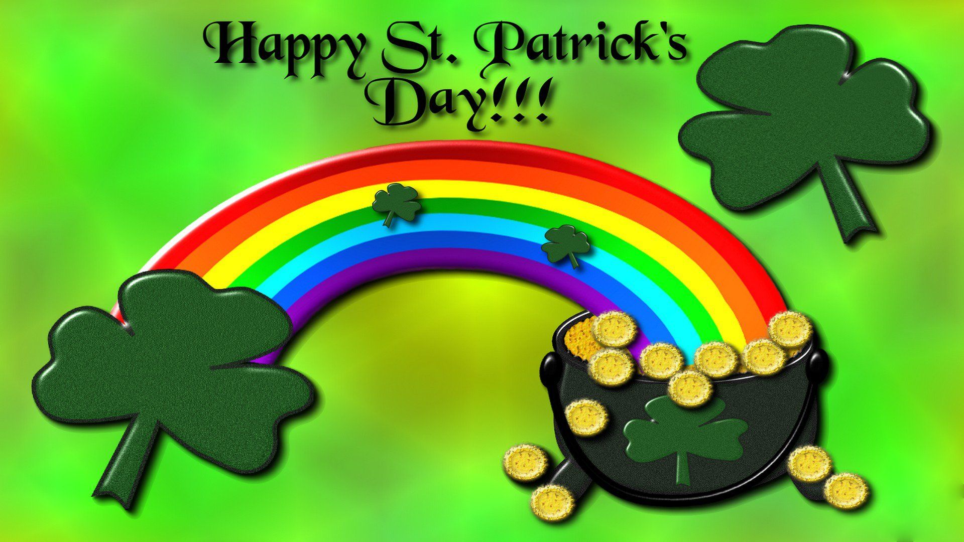 1920x1080 St. Patrick's Day HD: Lucky Rainbow & Gold Coin Celebration Wallpaperx1080