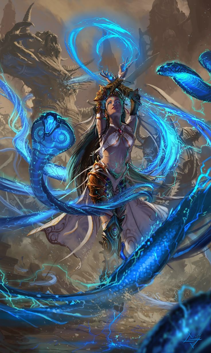 736x1226 Just Summoning Some Magic Snakes. Mtg character art, Ashiok mtg art