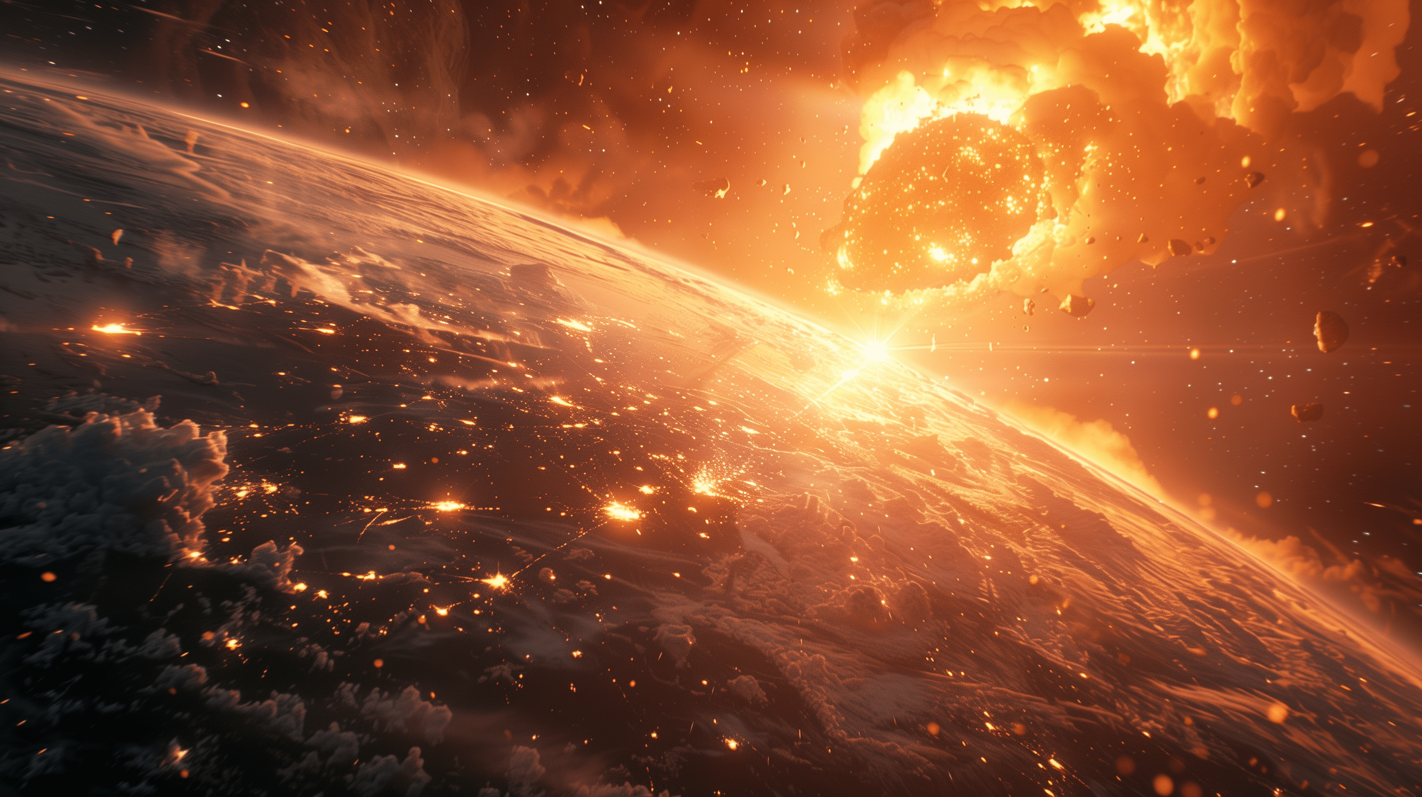 2912x1632 HD Wallpaper: Meteorite Impact In Sci Fi Spacex1200