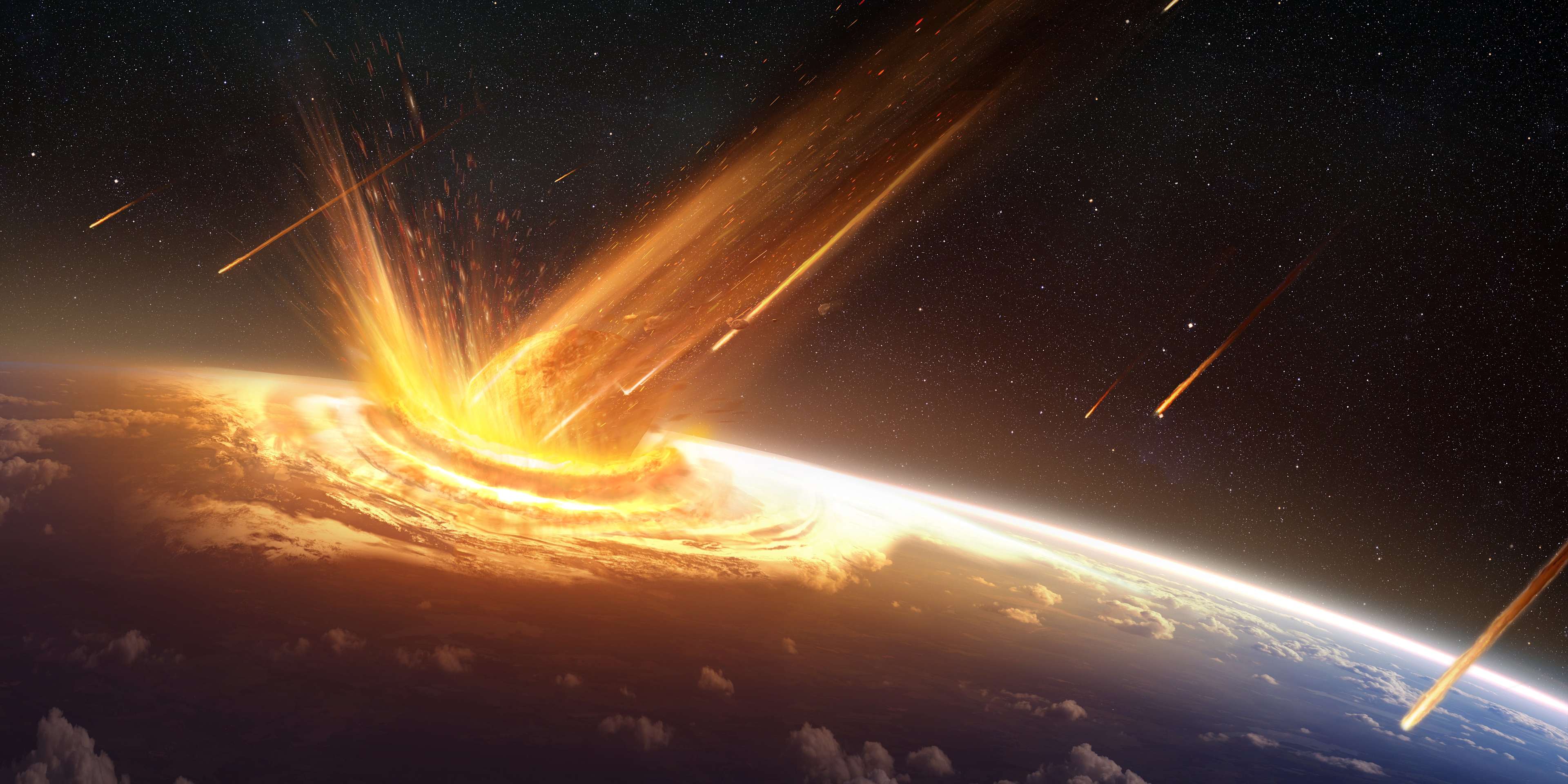 3840x1920 Major Asteroids Strikes in Earth's History