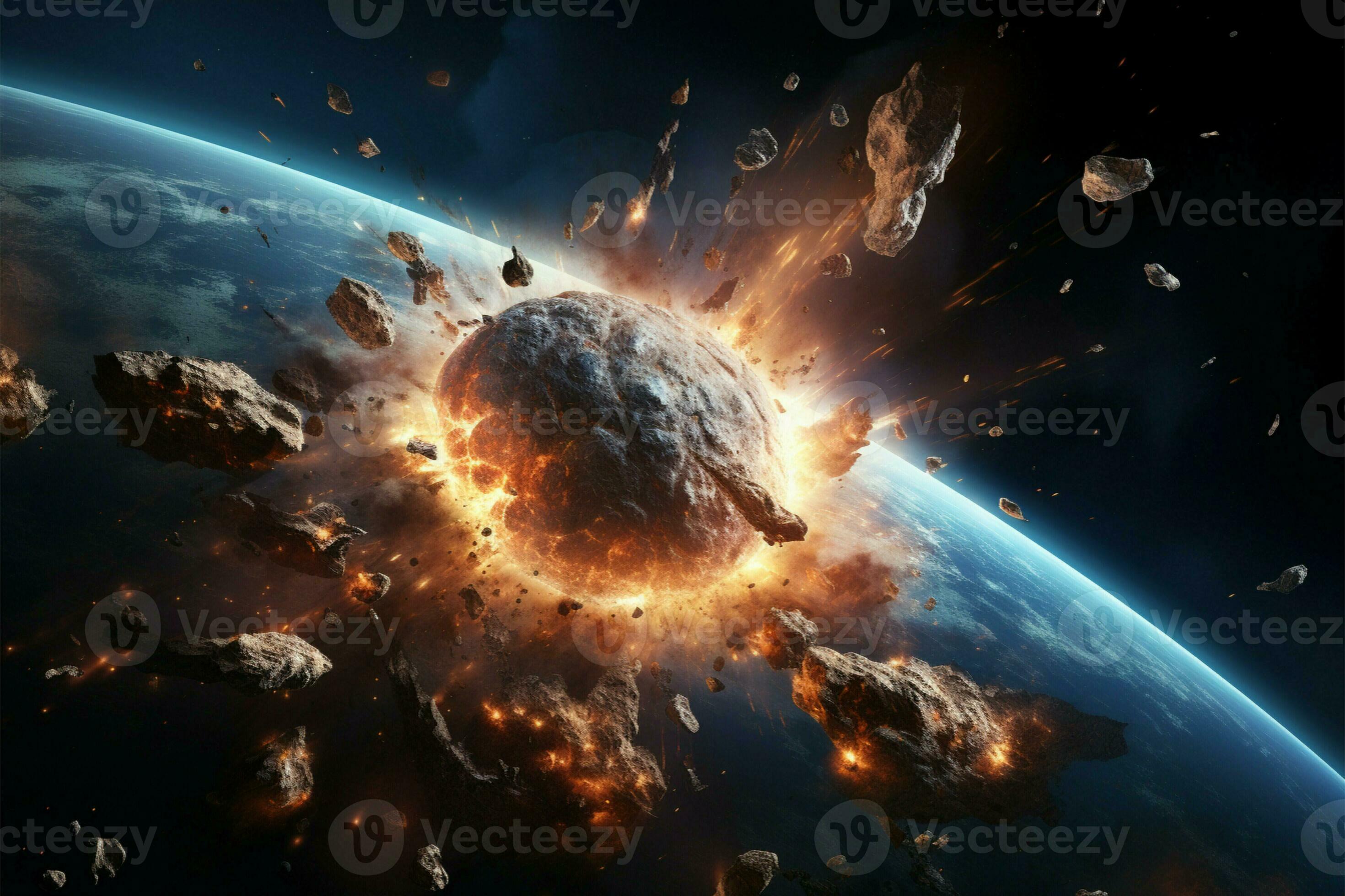 2940x1960 AI generated Apocalyptic vision Meteor impact, space explosion, and asteroid apocalypse concept