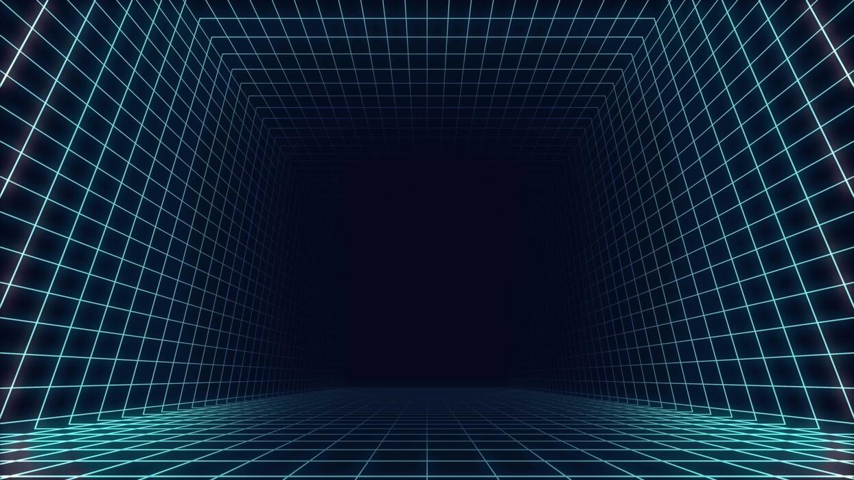 1244x700 3D grid in motion with parallax effect. Abstract background with squares