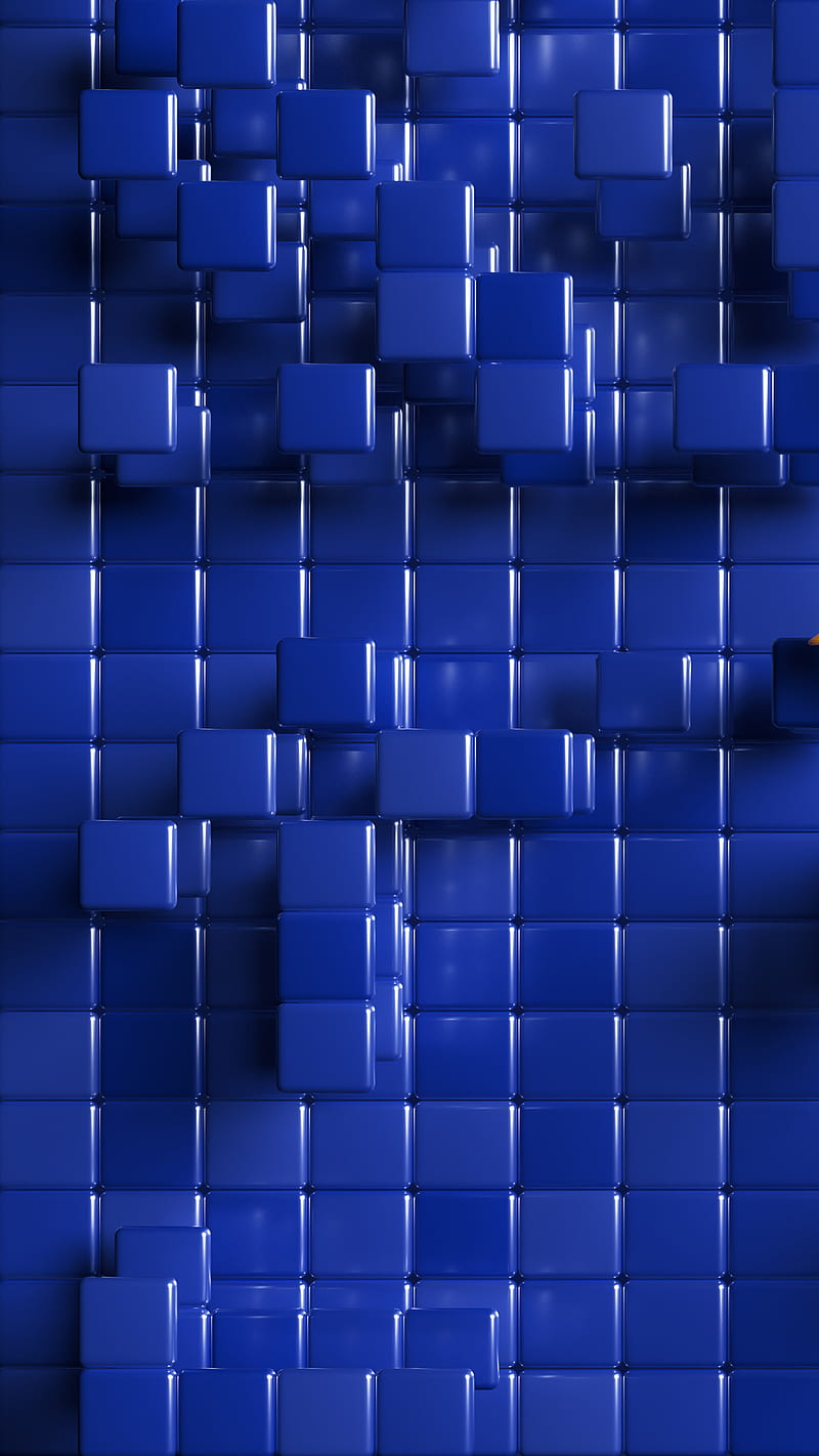 800x1422 3D Blue blocks / cubes, 3D, background, blocks, cubes, grid, iCreate™, three dimensional, HD phone wallpaper