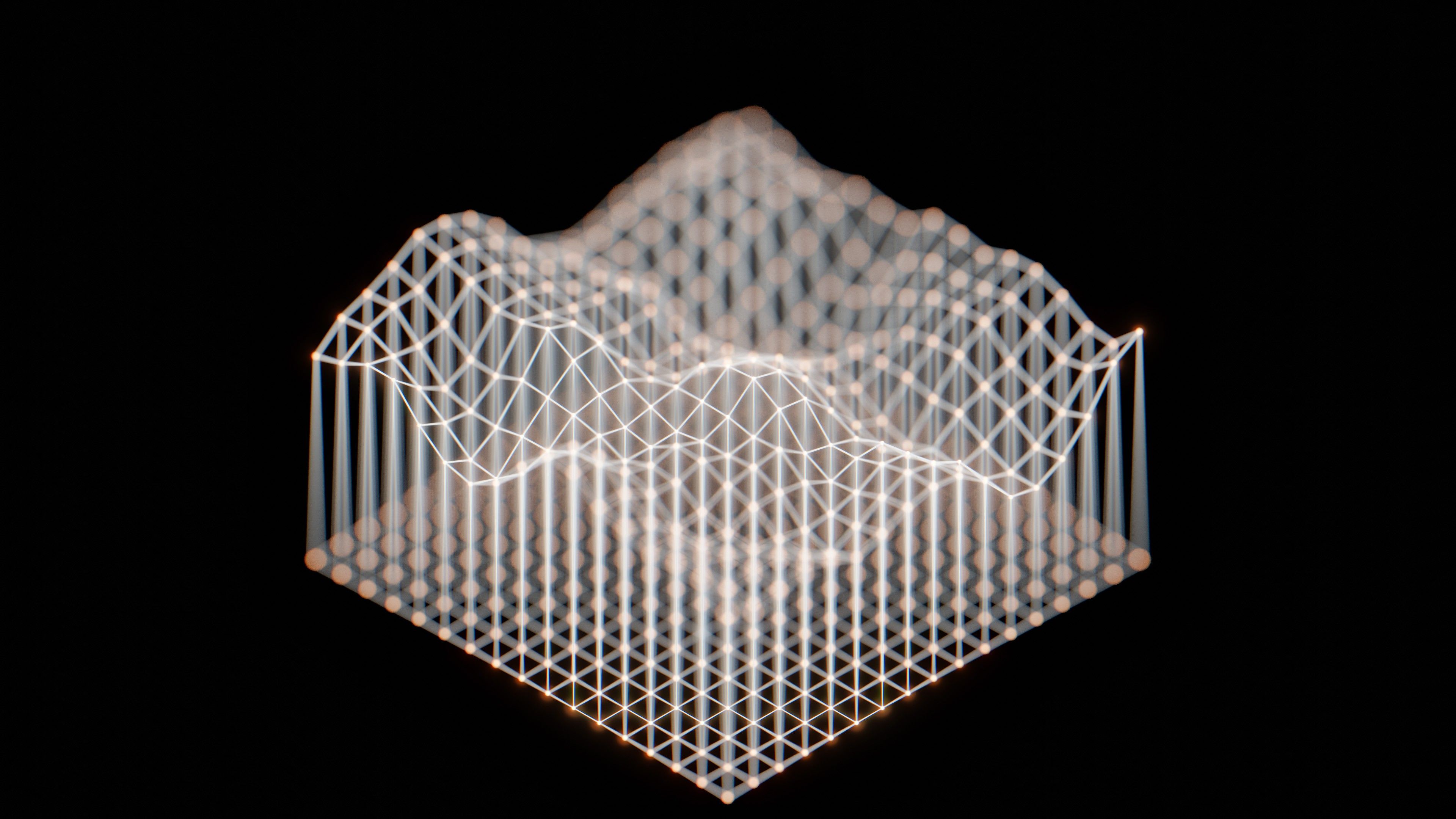 3840x2160 3D White Grid Technology 4K HD Abstract Wallpaper
