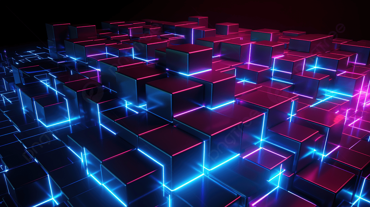 1200x673 3D Grid Of Cubes With Lights That Look Great On The Dark Background, 3D Abstract Cubes Background With Neon Lights, 3D Illustration, HD Photography Photo Background Image And Wallpaper for Free Download
