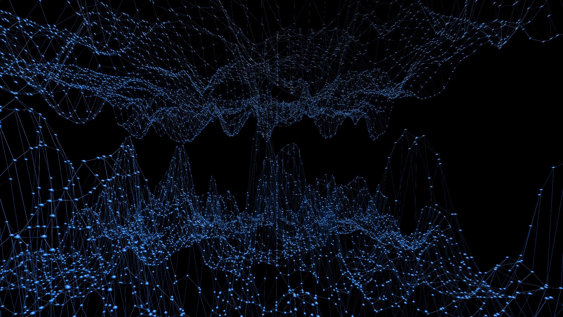 1920x1080 Abstract clean blue waving 3D grid or mesh as elegant background. Blue geometric vibrating environment or pulsating math background