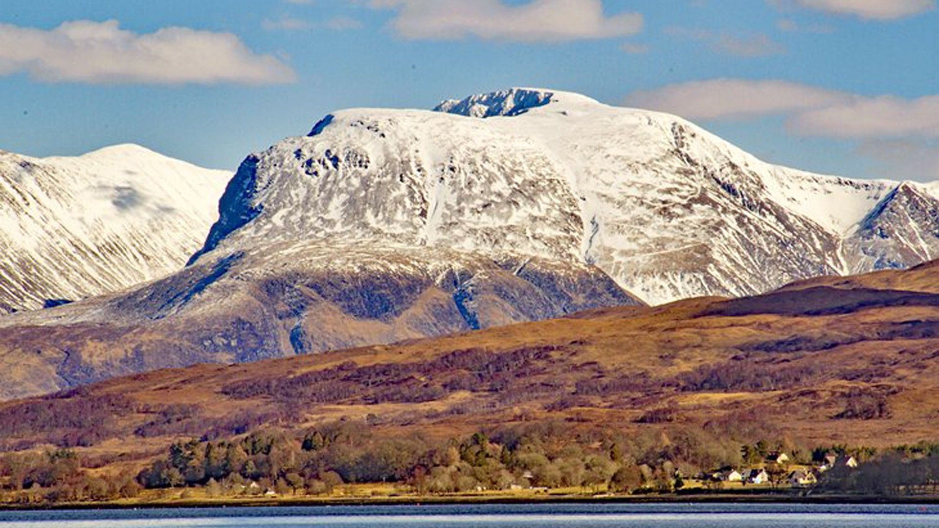 1920x1080 Snow Covered Ben Nevis Mountain Lochaber Scotland HD Travel Wallpaper