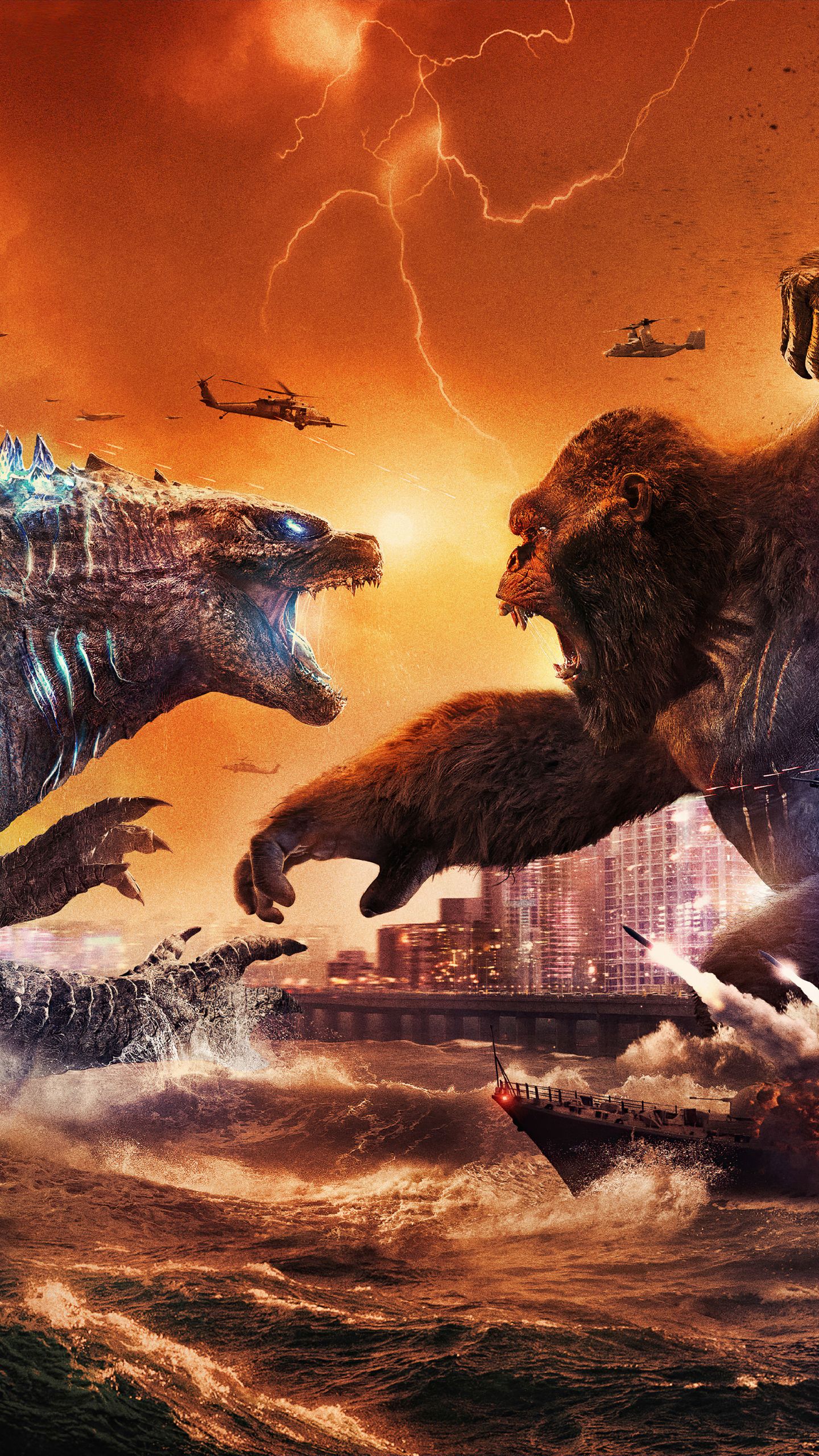 1440x2560 Phone wallpaper: Godzilla Vs Kong, Movie, Godzilla, King Kong 1396744