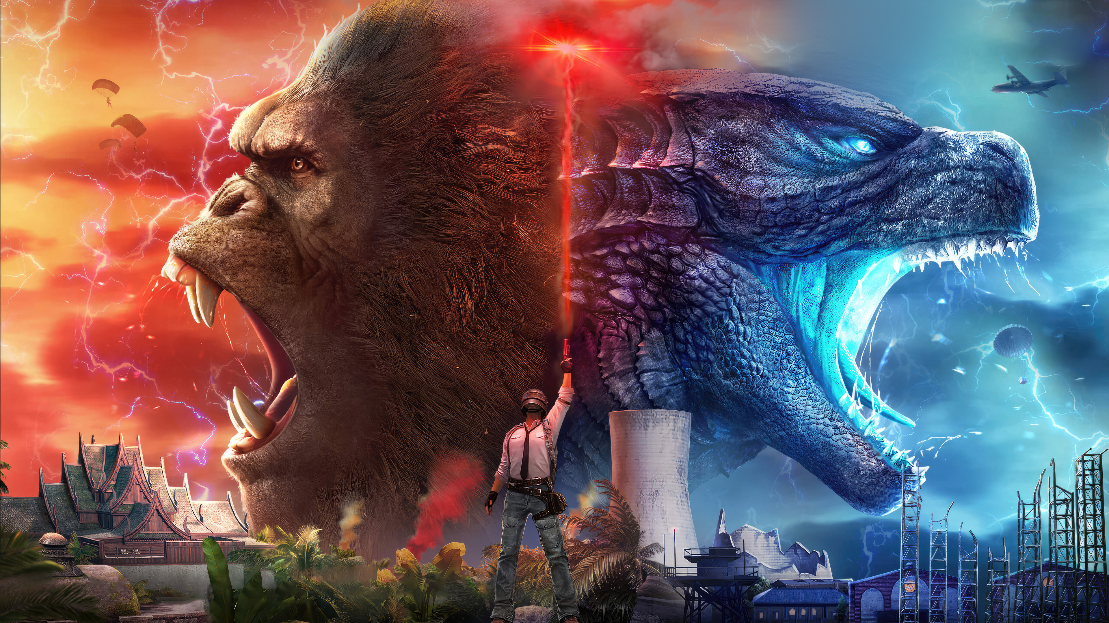 3840x2160 PUBG x Godzilla King Kong Wallpaper, HD Games 4K Wallpaper, Image and Background