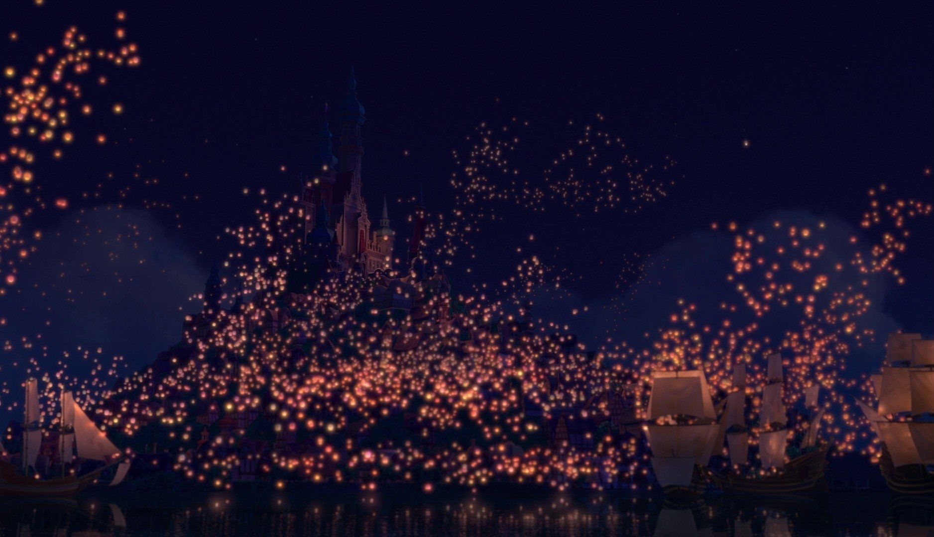 1876x1080 disney, Company, Movies, Night, Lights, Lanterns, Tangled, Rapunzel Wallpaper HD / Desktop and Mobile Background