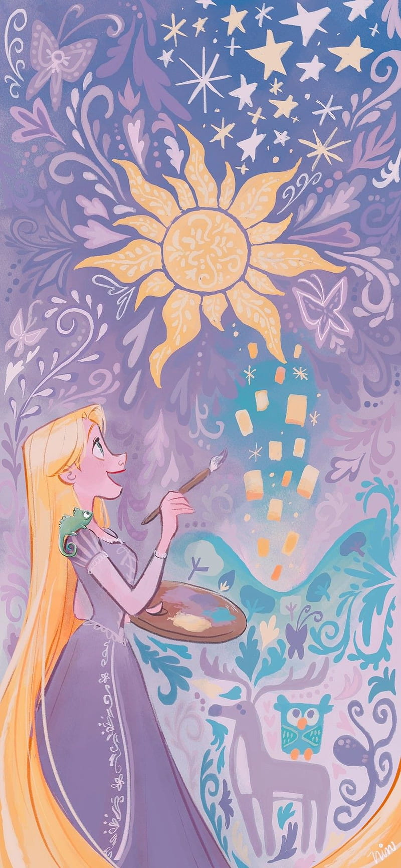 800x1732 Rapunzel, art, mural, HD phone wallpaper