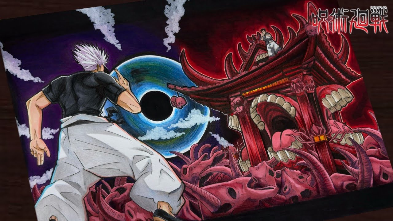1280x720 How to DrawGojo vs Sukuna(Domain Expansion) step by step(Tutorial)for beginners.. Jujutsu kaisen
