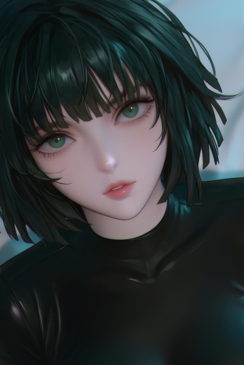 1000x1499 4k HD Wallpaper: Fubuki Kneeling In Neon Lit Hotel Room. Bobbed Hairstyles With Fringe, Man Kneeling, Modern Hotel Room