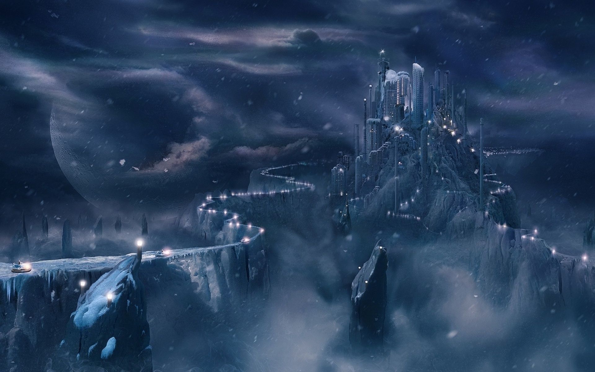 1920x1200 Free snow, night Full HD wallpaper for desktop and phone