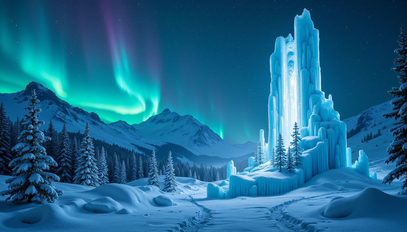 1344x768 Download Crystalline Ice Palace Image, Aurora, Ice