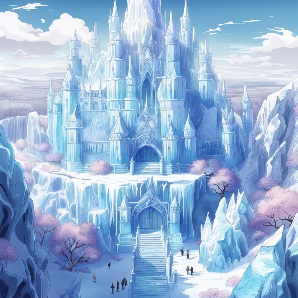 1024x1024 Anime Ice Castle! Anime Ice Castle in Beautiful L