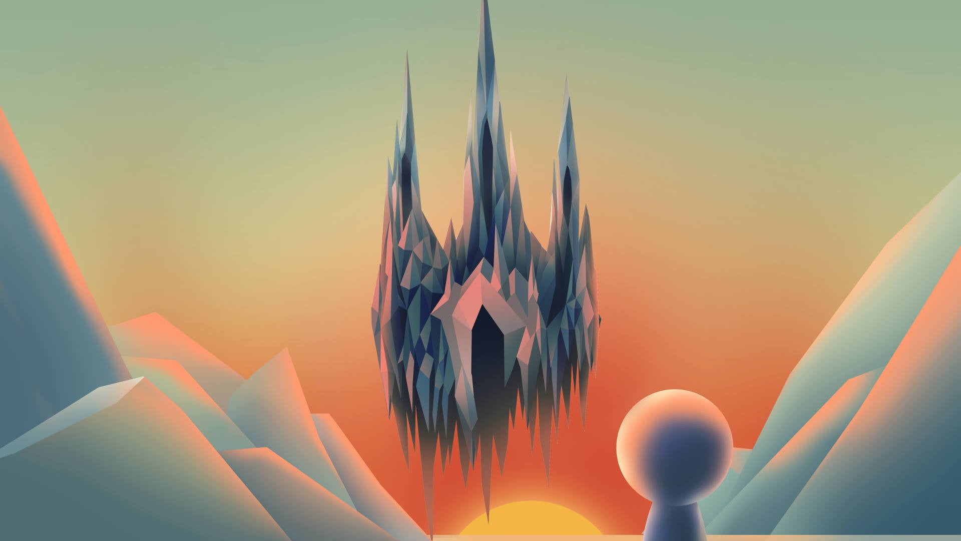 1920x1080 Ice Castle illustration HD wallpaper