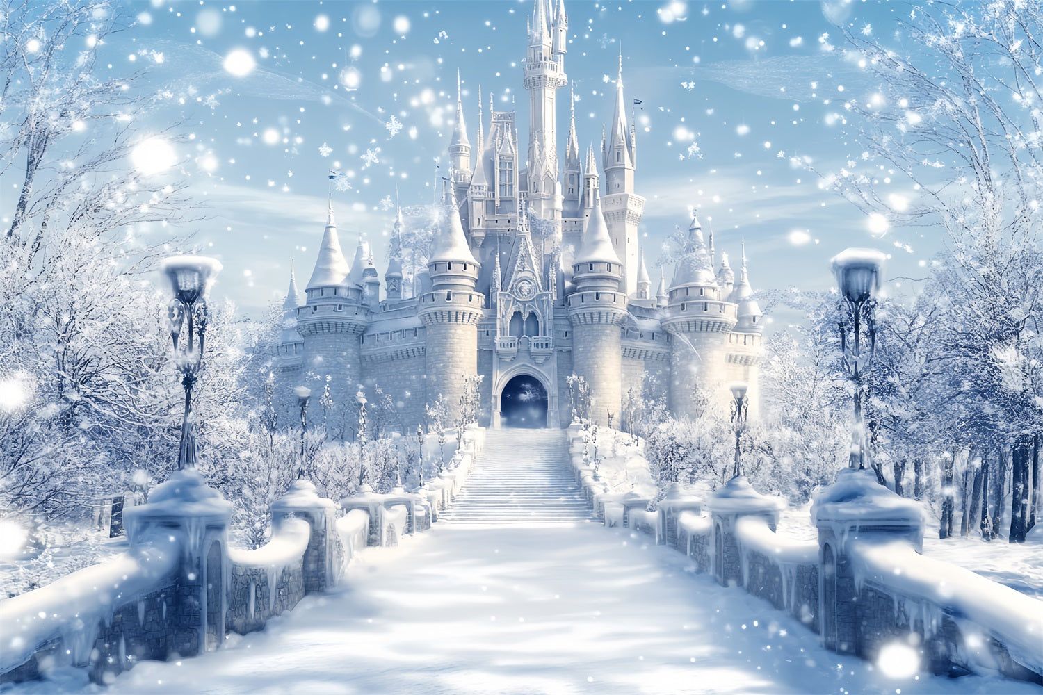 1500x1000 Winter Wonderland Backdrop Frosted Castle Fantasy Glow Winter Scene Ba