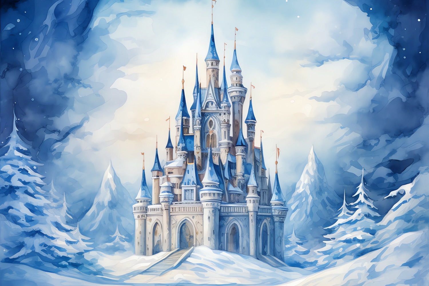 1500x1000 Ice Palace Winter Wonderland Fantasy Scene Backdrop BRP9 243