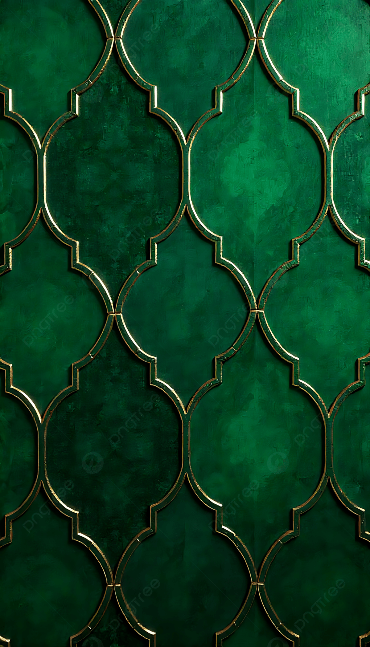 1200x2100 Emerald Green And Gold Geometric Pattern Wall Background Wallpaper Image For Free Download