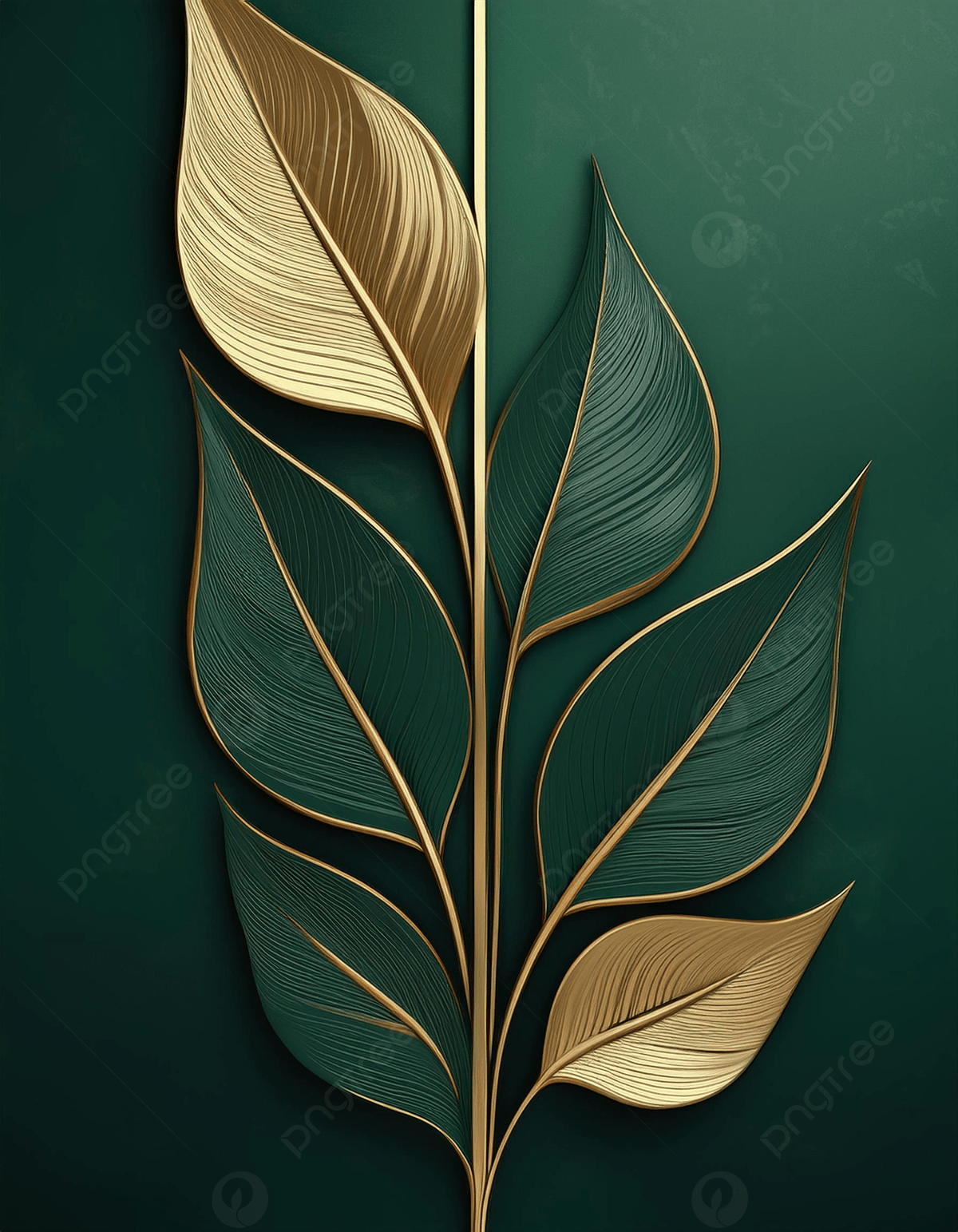 1200x1543 Elegant Gold And Green Leaves On A Dark Background Luxury Botanical Art Wallpaper Image For Free Download