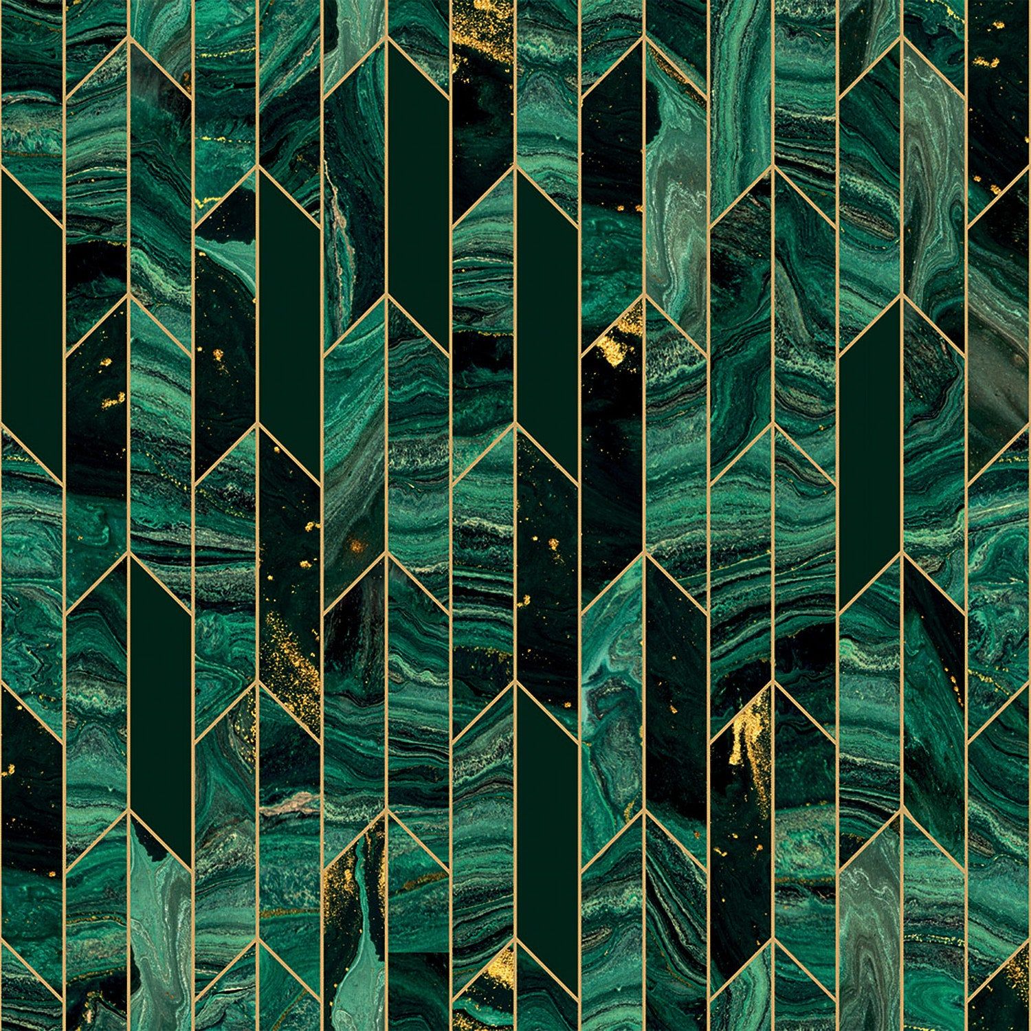 1500x1500 Chicago Wallpaper in Green Marble