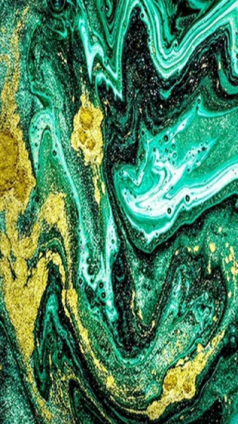 800x1422 Green Gold, abstract, art, marble, paint, stone, HD phone wallpaper