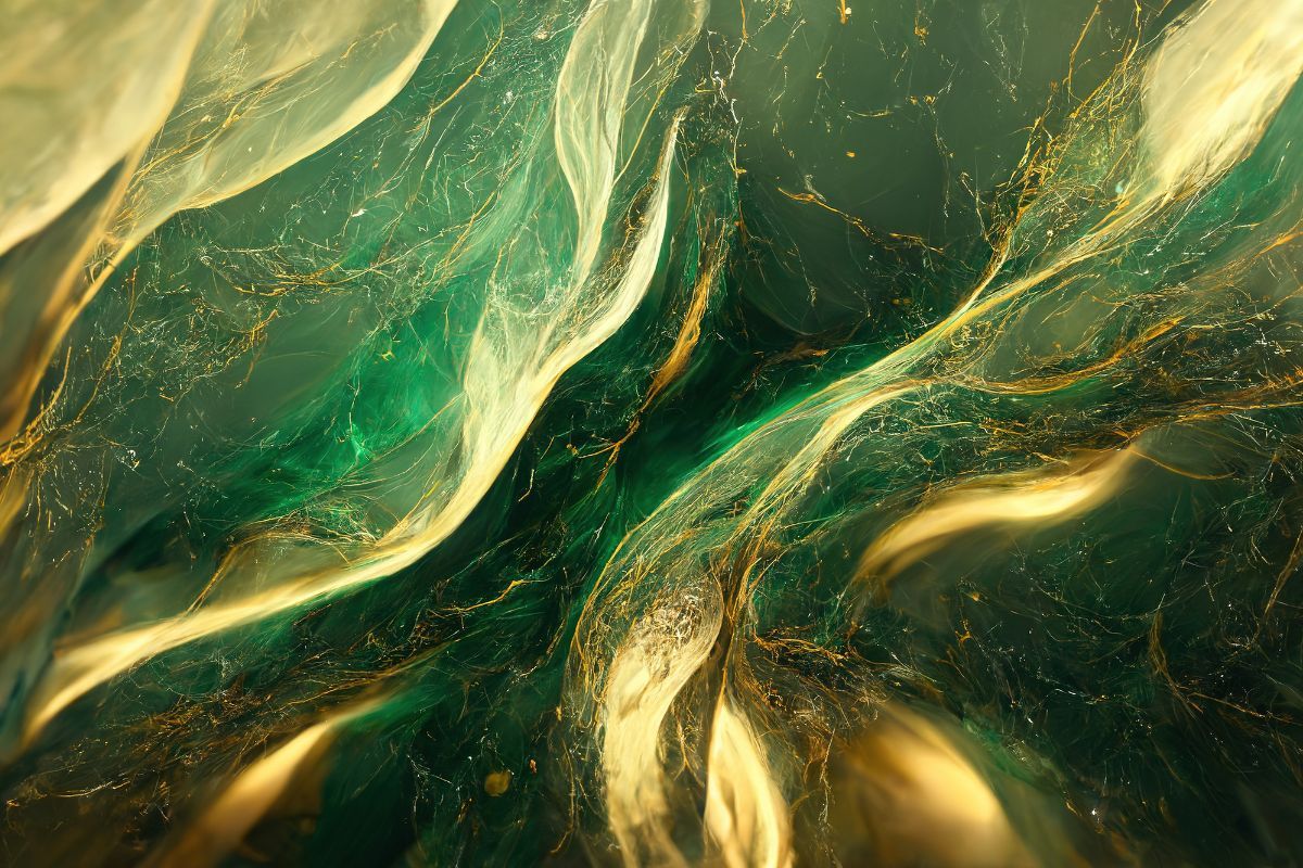 1200x800 Emerald Green and Gold Marble Texture Mural Wallpaper®