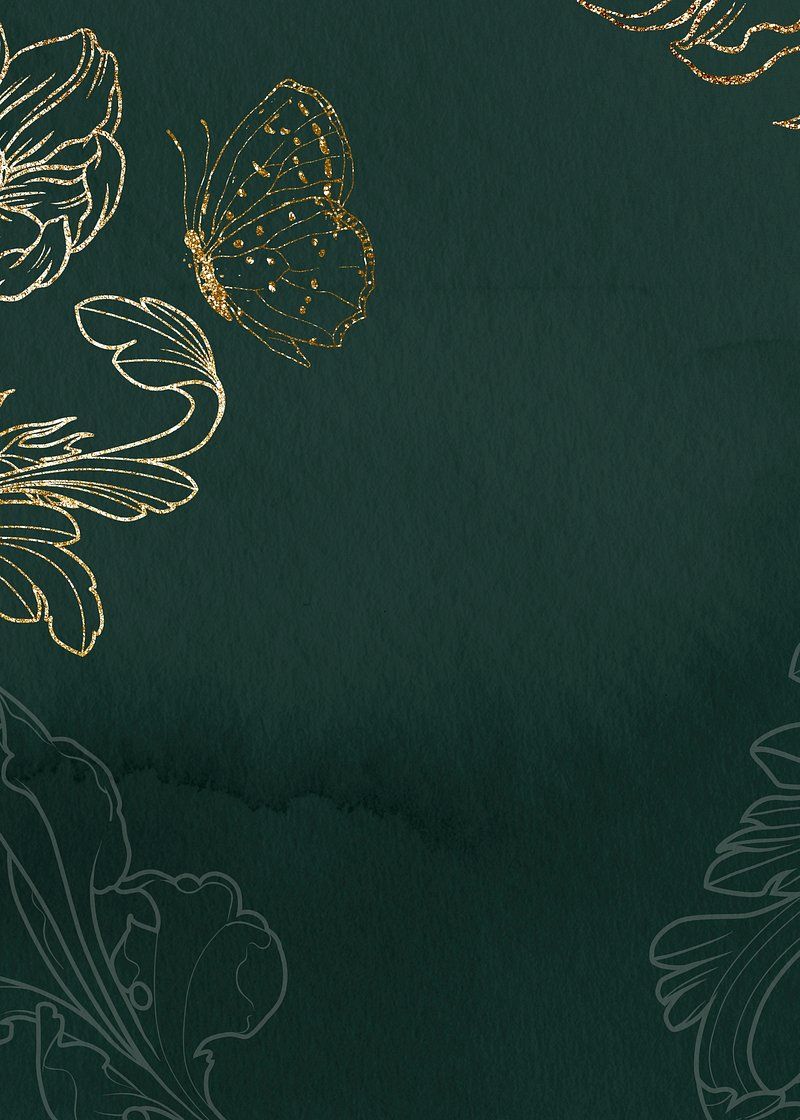 800x1120 Dark green watercolor background, gold