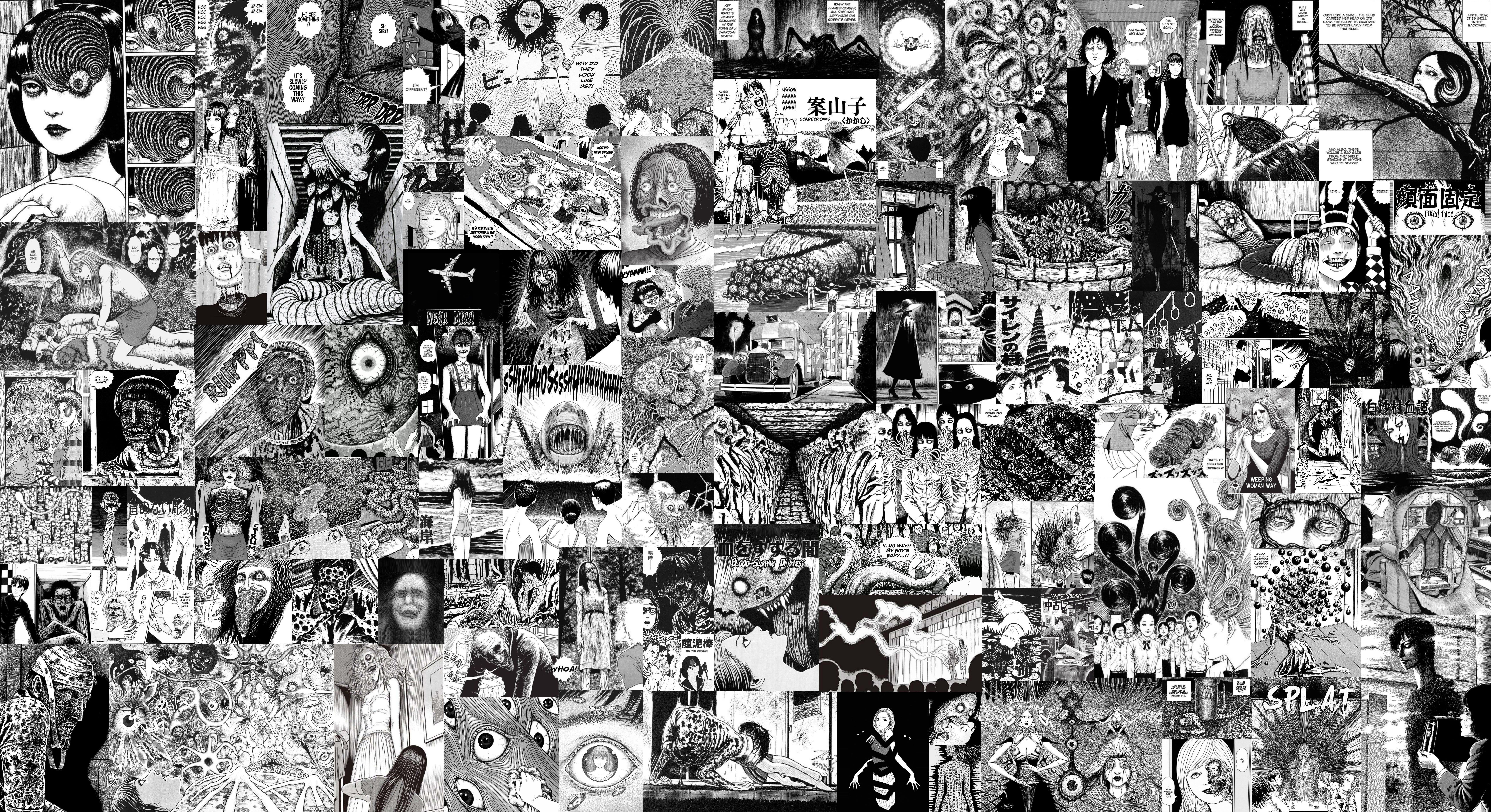 7679x4181 This is a wallpaper I made of every single Junji Ito story I've heard of. It took me a while to finish it. You can use it however you want to use