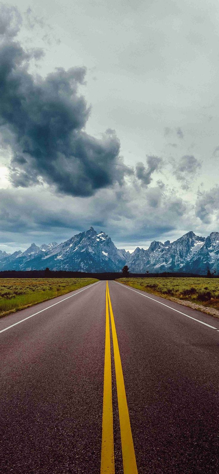 736x1592 Vivo Y71 Wallpaper: Road Field Horizon Mountains Clouds Sky. Tạo cảnh quan, Tranh phong cảnh