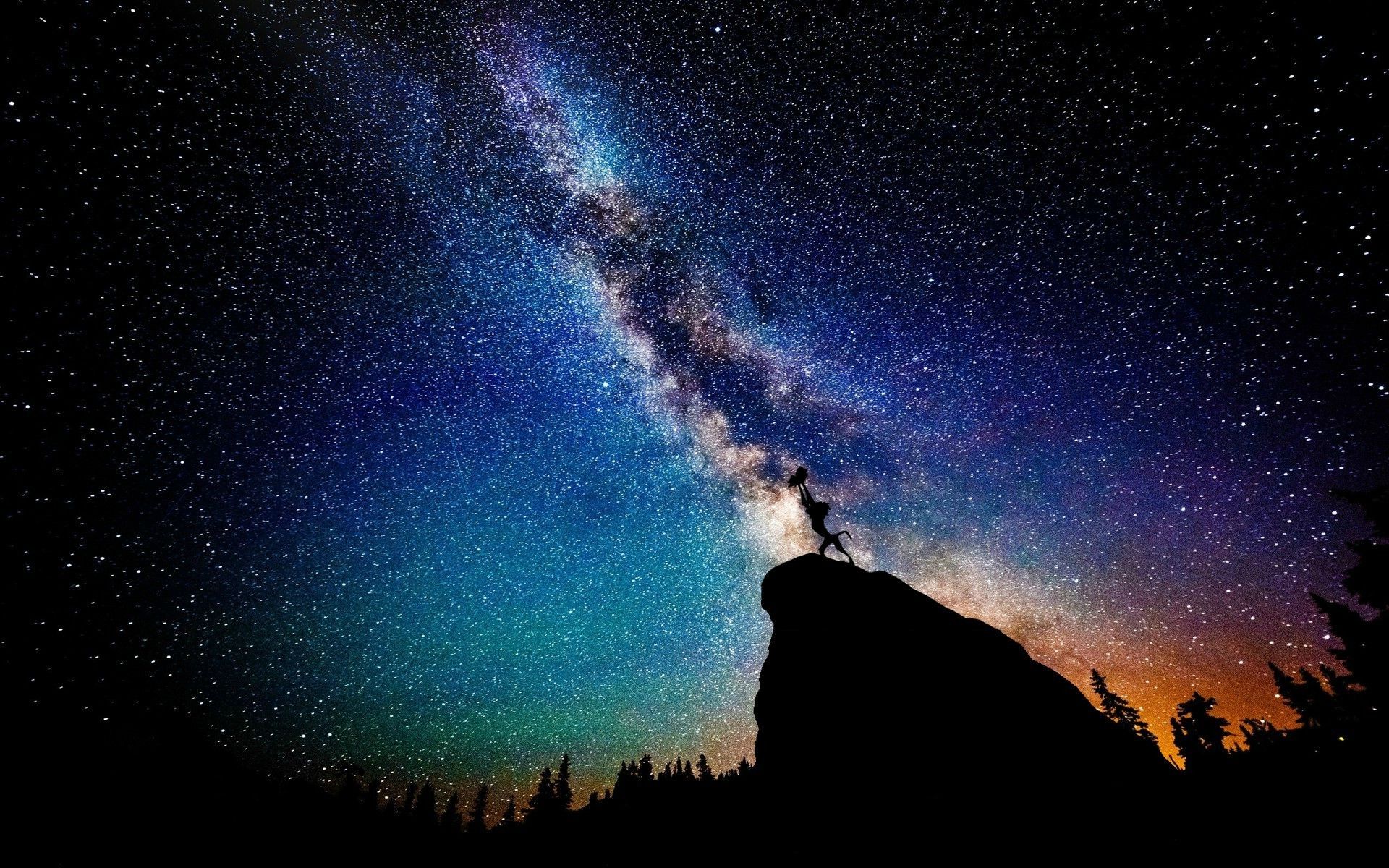 1920x1200 nebula, Cliff, Silhouette, The Lion King, Stars, Night, Milky Way, Nature, Landscape, Disney, Photo Manipulation Wallpaper HD / Desktop and Mobile Background
