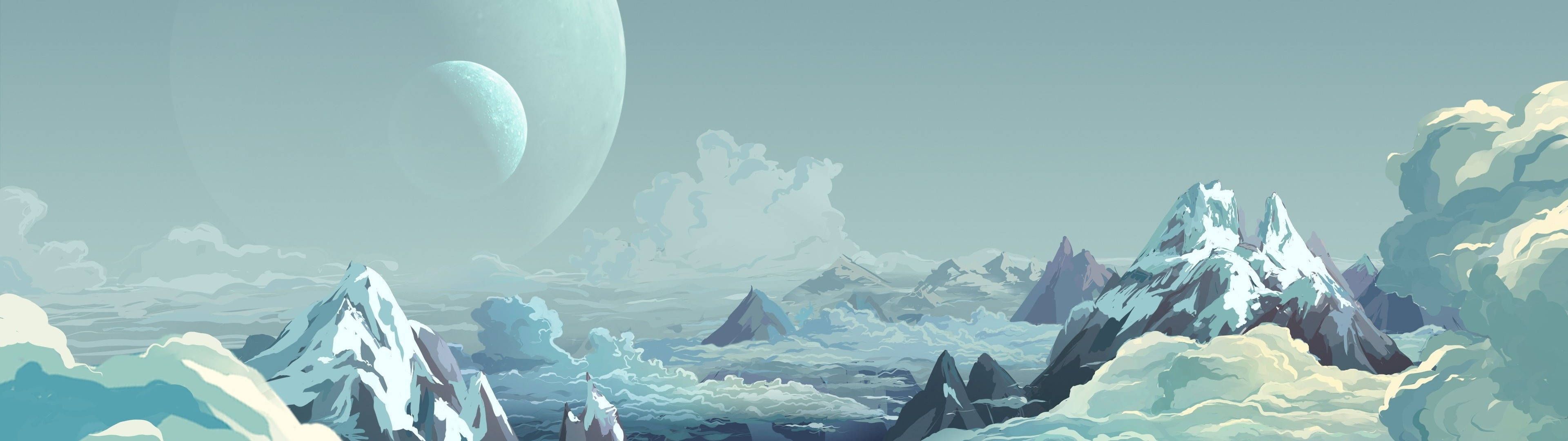 3840x1080 Download 3840x1080 HD Dual Monitor Summit Wallpaper