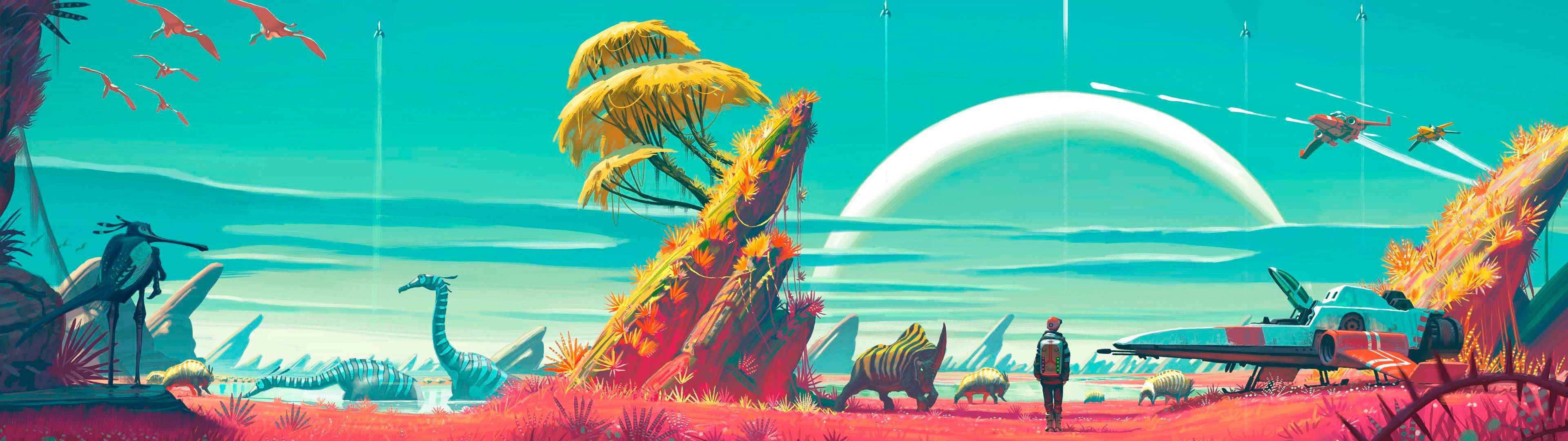 3840x1080 Download 3840x1080 HD Dual Monitor Dinosaurs Wallpaper