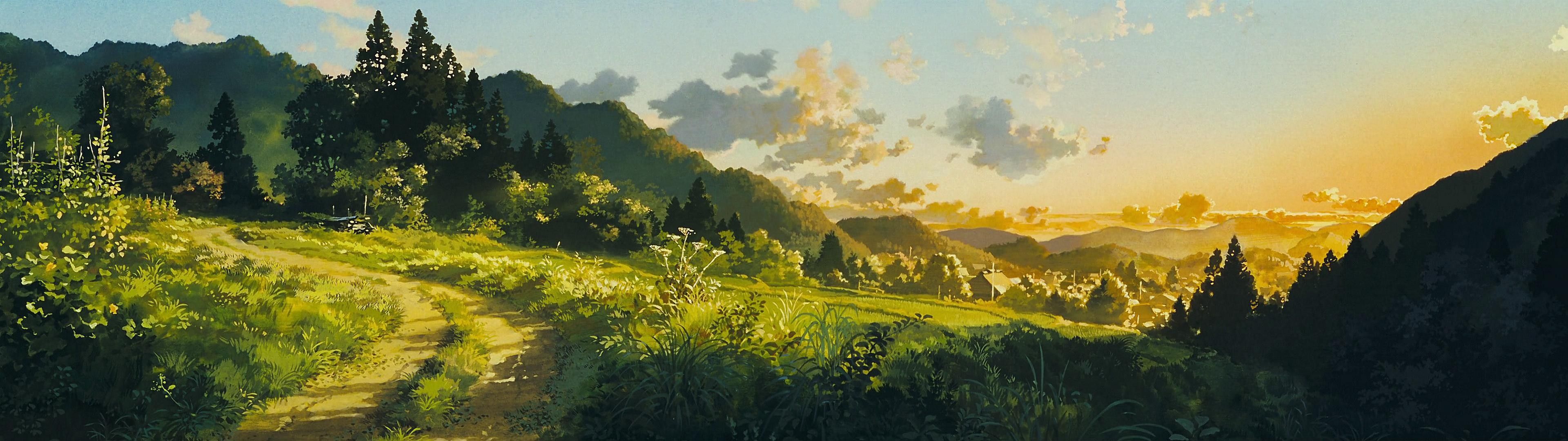 3840x1080 Studio Ghibli, Only Yesterday, Multiple display, Artwork, Path Wallpaper HD / Desktop and Mobile Background