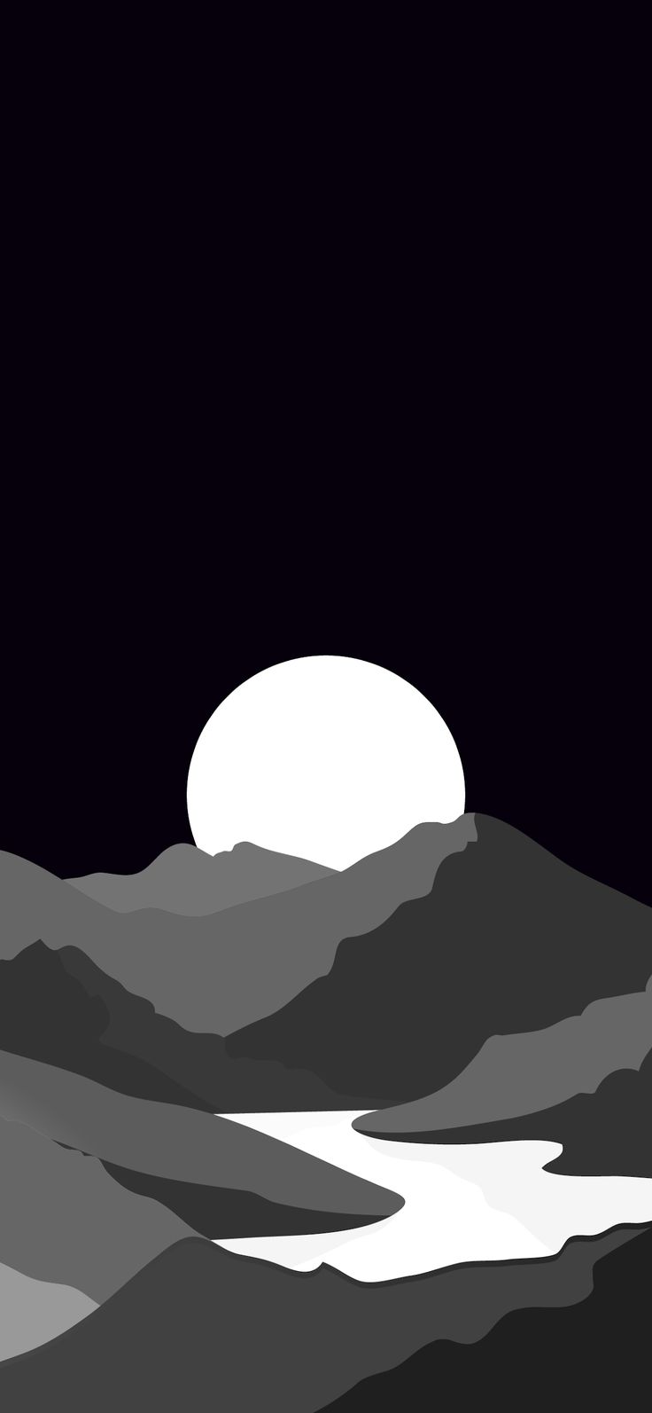 736x1593 Minimalist Moon and Mountain Wallpaper. Aesthetic amoled wallpaper, Minimalist monochrome wallpaper, Moon over mountain phone
