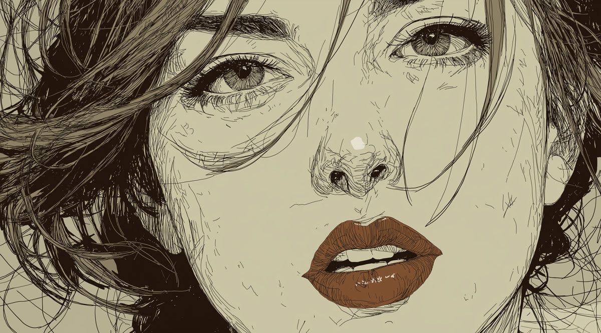 1200x665 Woman Portrait Sketch Mural Wallpaper
